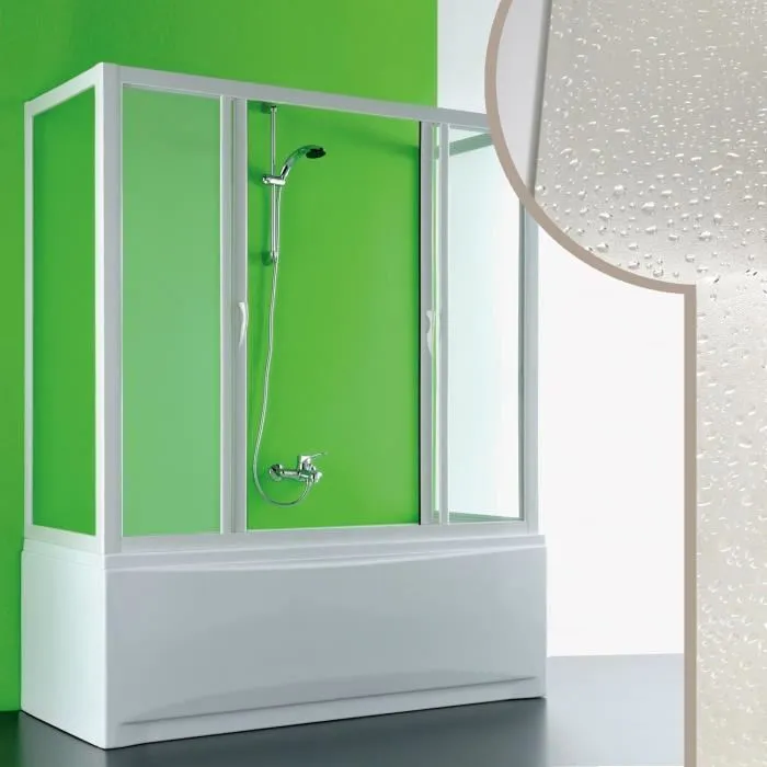Cabine douche 3 côtés Pare-Baignoire 80x200x80 CM en acrylique mod. Plutone 2 avec ouverture centrale