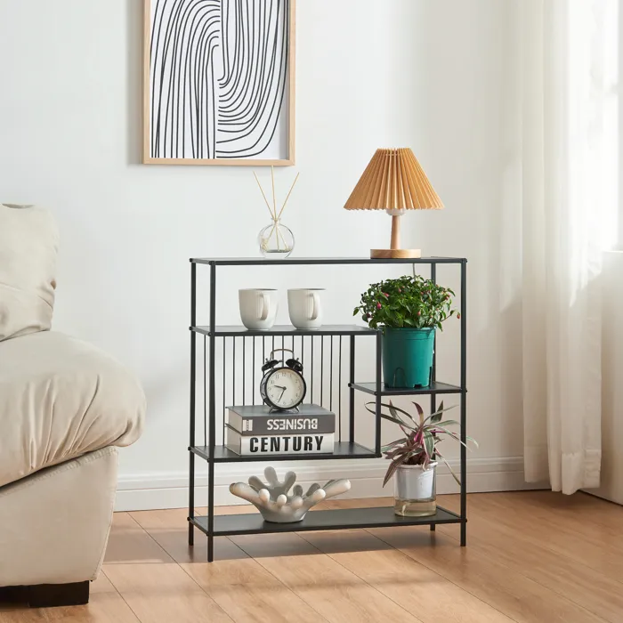 Table console Beesel métal 66 x 60 x 20 cm noir en.casa