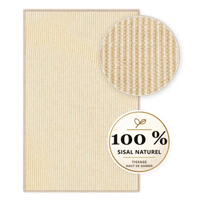 Tapis En Sisal Sur Mesure Goa Crème 160 X 300 Cm