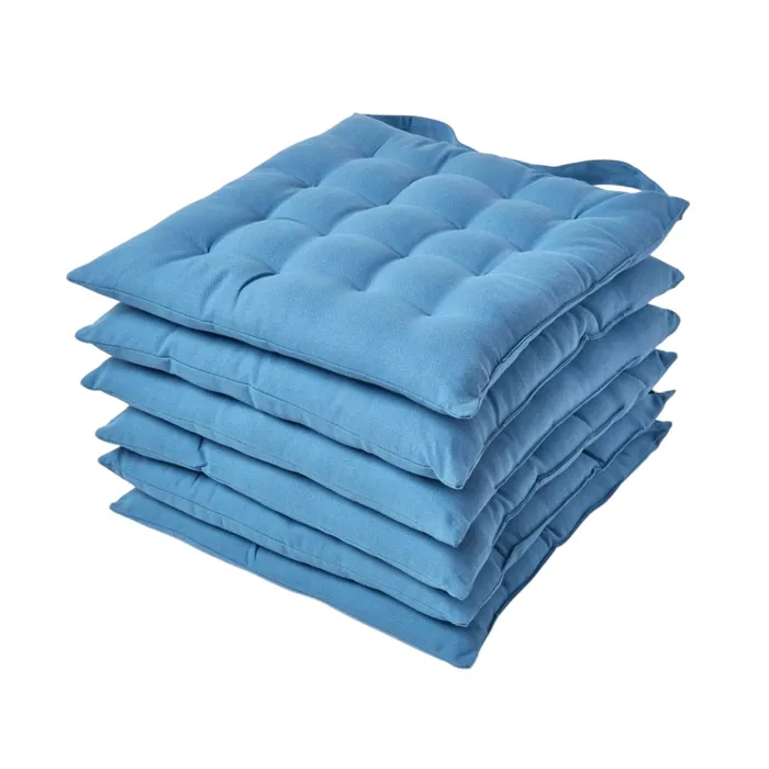 Galette De Chaise En 100% Coton 40x40cm Bleu Foncé - Lot De 6 - Homescapes