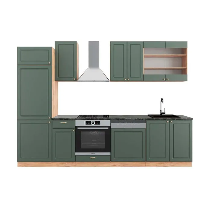 Vicco Cuisine Chêne vert et or/chêne doré 300cm, PT Anthracite