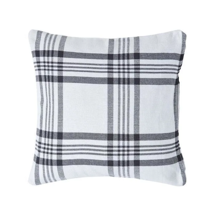 Housse De Coussin Tartan À Carreaux Blanc Et Noir, 45x45cm - Homescapes