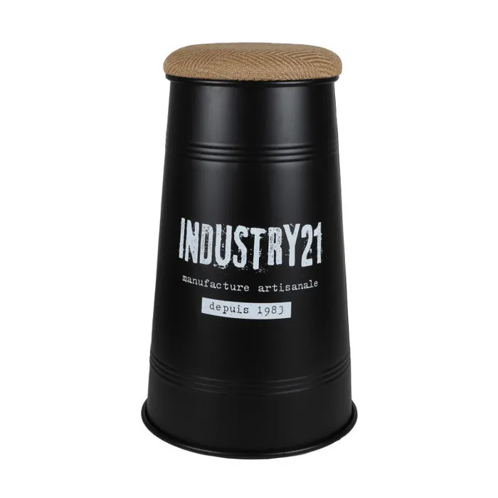 Tabouret De Bar Conique "loft & Métal" - Noir - D 40 X H 66,5 Cm