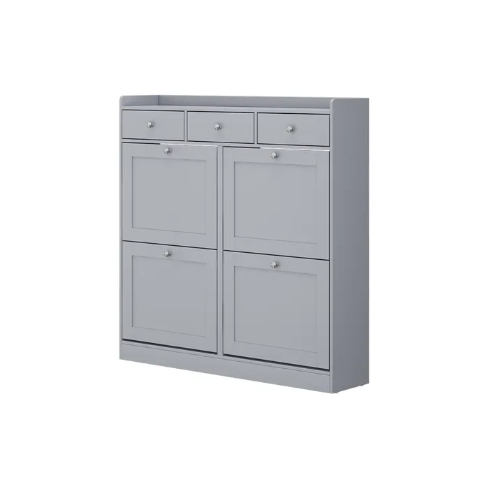 Vicco Benne à chaussures Gris 100x99.5cm avec 3 tiroirs et 4 compartiments pliants
