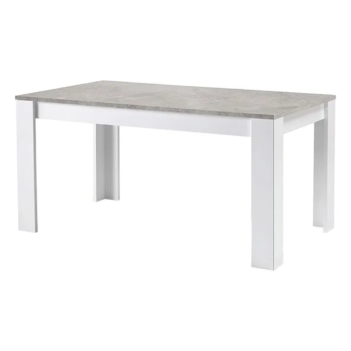 Denae - Table Rectangulaire 160x90cm Laquée Blanc Brillant Et Gris Marbré