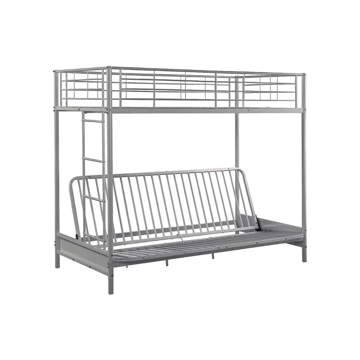 Lit mezzanine 90 x 190 cm - Avec banquette convertible - Métal - Argent - MODULO V
