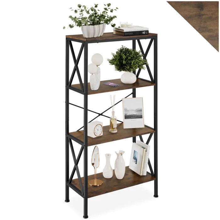 Étagère Style Industriel Antibasculement 615x315x1335 Cm Bois Foncé