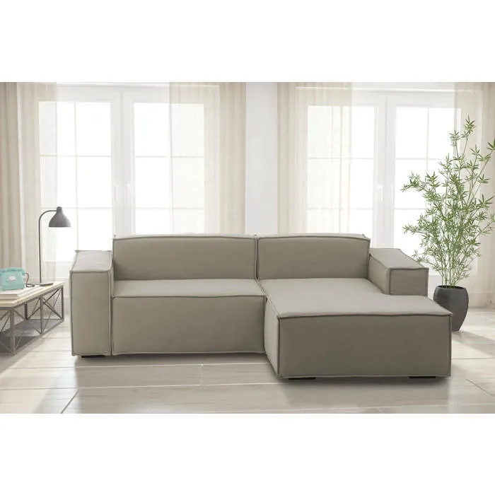 Canapé Fixe,en Tissu,gris Tourterelle,220x170h70 Cm