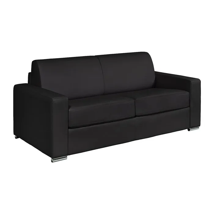 Canapé 3 places convertible express cuir de buffle noir - Couchage 140 cm - Matelas 18 cm - CALITO