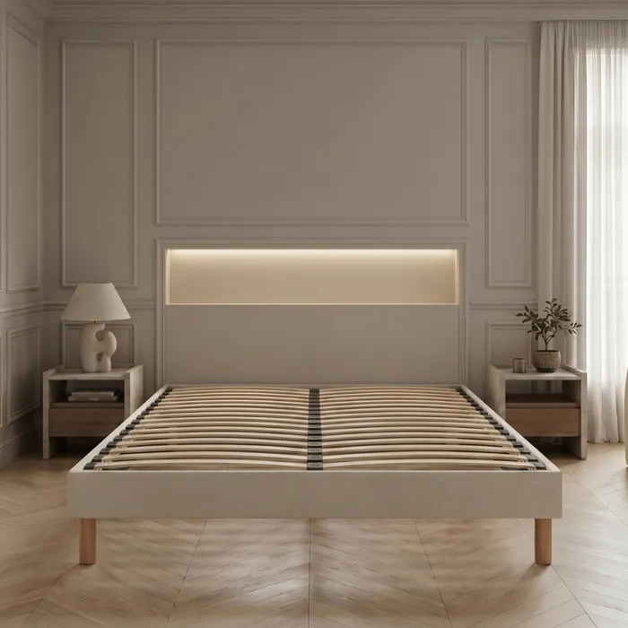 Sommier lattes bois beige 140x200
