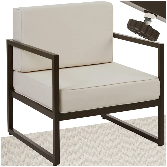 Fauteuil de jardin épaisseur du coussin de l'assise 14 cm marron/beige