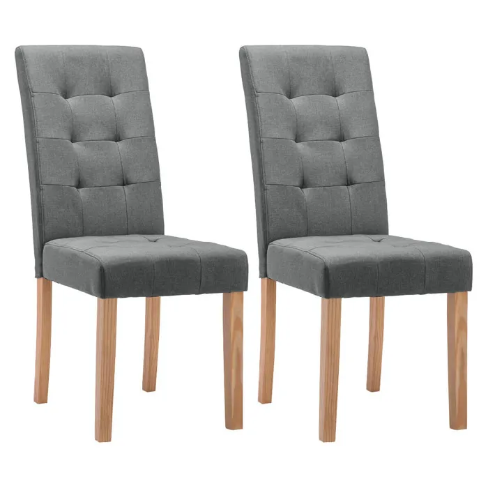 Boston - Lot De 2 Chaises Grises Capitonnées