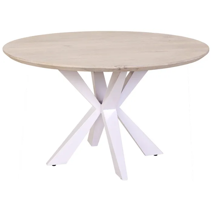 Table De Salle À Manger En Bois Blanc 130x130x77 Cm (hauteur)