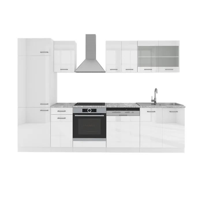 Vicco Cuisine blanc brillant/blanc 300cm sans PT