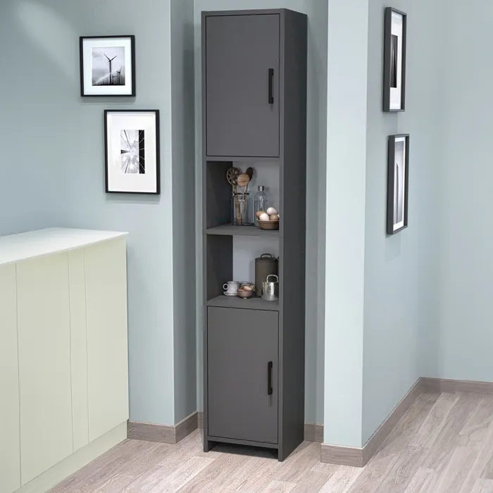 Meuble colonne de cuisine Rautrina 180 x 35 x 30 cm anthracite en.casa