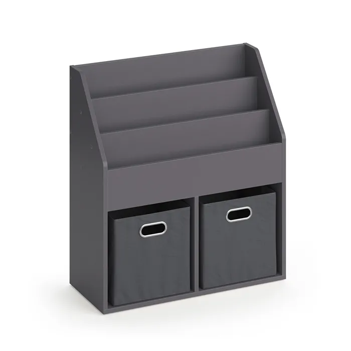 Vicco Bibliothèque enfant Gris 30.7x79cm avec 2 boxes pliants opt.1