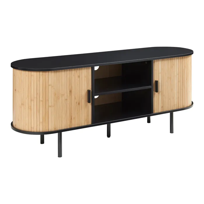 Meuble TV Tvedestrand bamboo 140 x 40 x 55 cm naturel noir en.casa