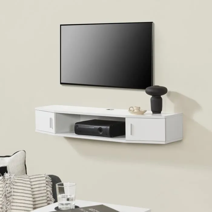Etagère murale pour TV Toerring 18 x 110 x 30 cm blanc en.casa