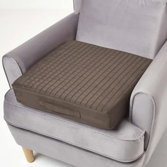 Coussin D'assise Déhoussable En Suédine, Chocolat - Homescapes