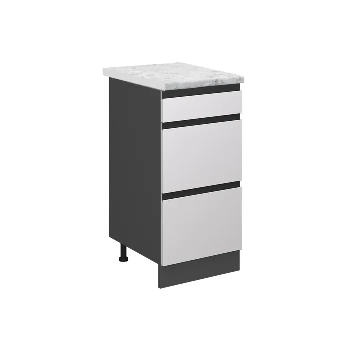Vicco Meuble cuisine Blanc/Anthracite 40cm avec tiroirs plan de travail Marbre