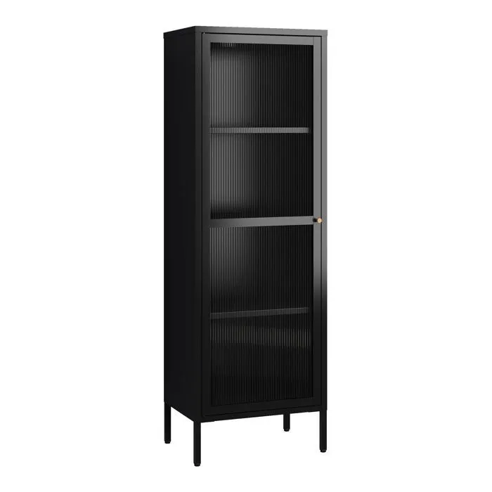Armoire vitrée Säkylä acier verre 150 x 50 x 35 cm noir en.casa