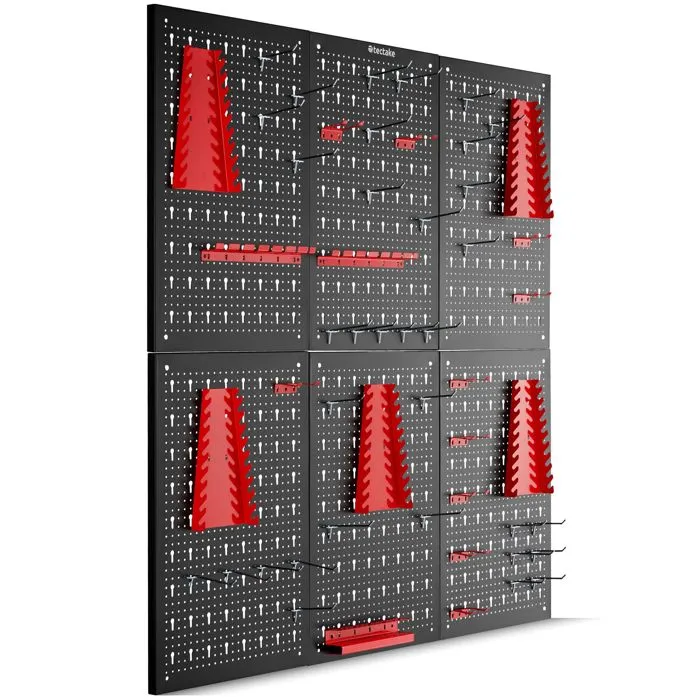 Panneau perforé avec crochets et supports structure en acier