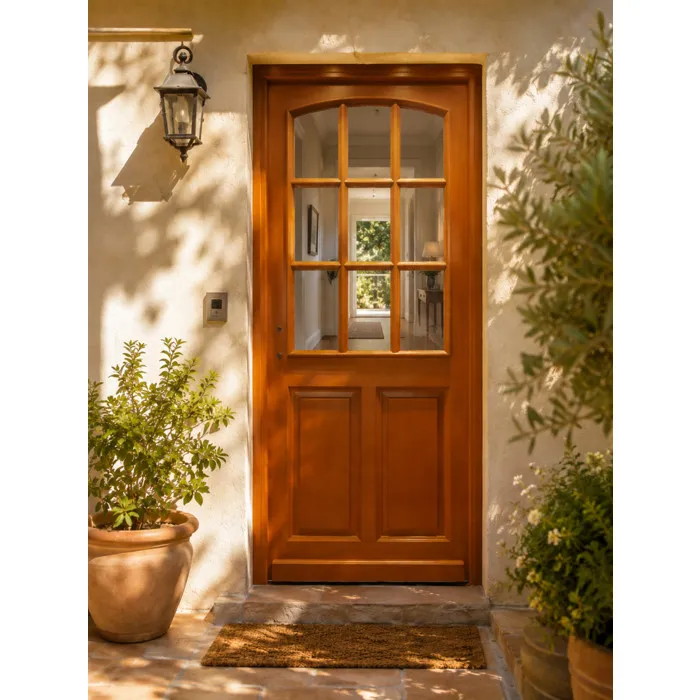 Porte D'entrée Bois Vitrée Agatha, H215 X L90 Cm Côte Tableau, P.droit Gd Menuiseries