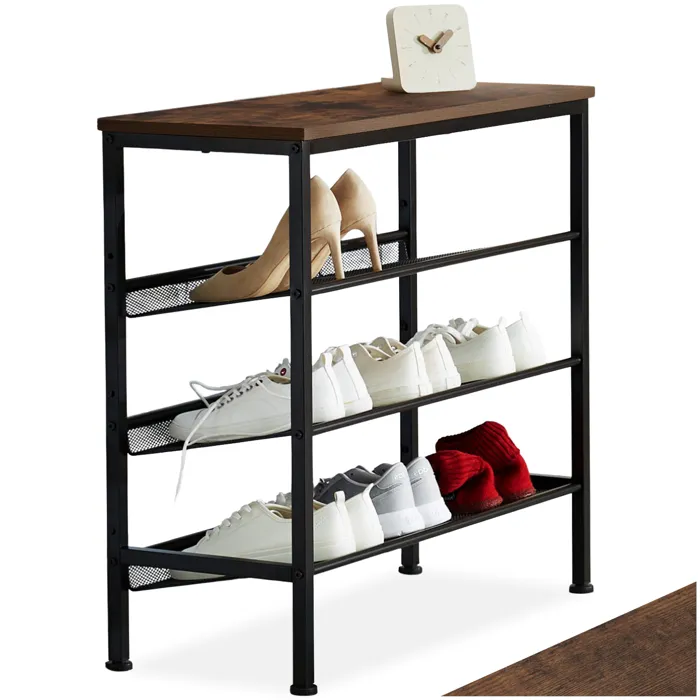 Étagère À Chaussures En Panneau De Fibres 75,5x30,5x69,5cm Bois Foncé