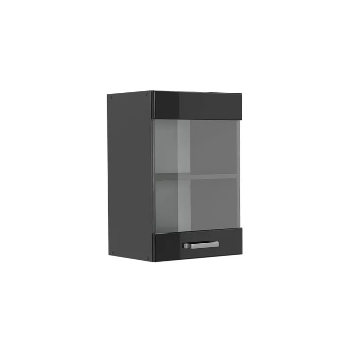 Vicco Meuble de cuisine haut vitré Noir Haute brillance 40cm