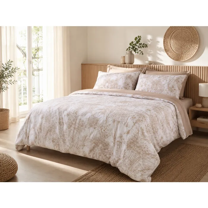 Housse De Couette 260 X 240 Cm Coton 57 Fils Imprimé Végétal Java