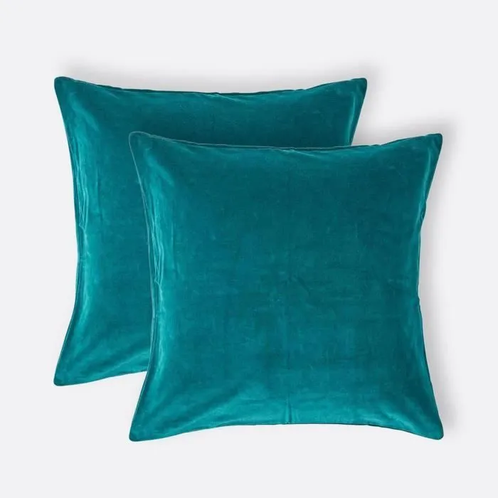 Lot De 2 Housses De Coussin En Velours Vert Émeraude, 40x40cm - Homescapes