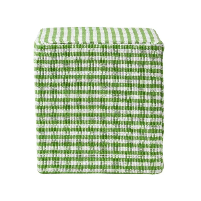 Pouf Carré Motifs Vichy Vert 36x36x38cm - Homescapes
