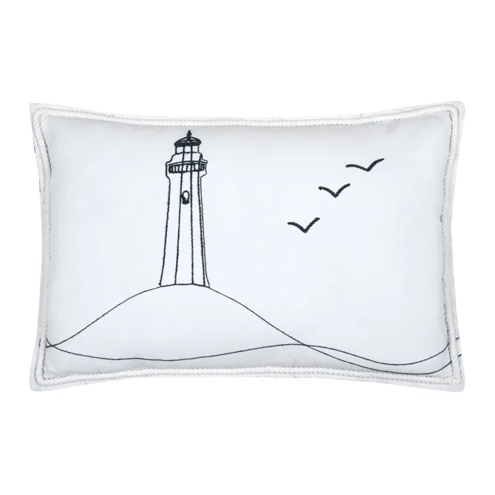 Coussin Polycoton Brodé Style Bord De Mer