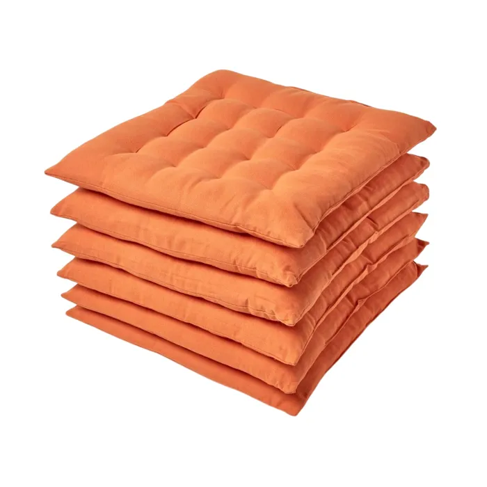 Galette De Chaise En 100% Coton 40x40cm Terracotta - Lot De 6 - Homescapes