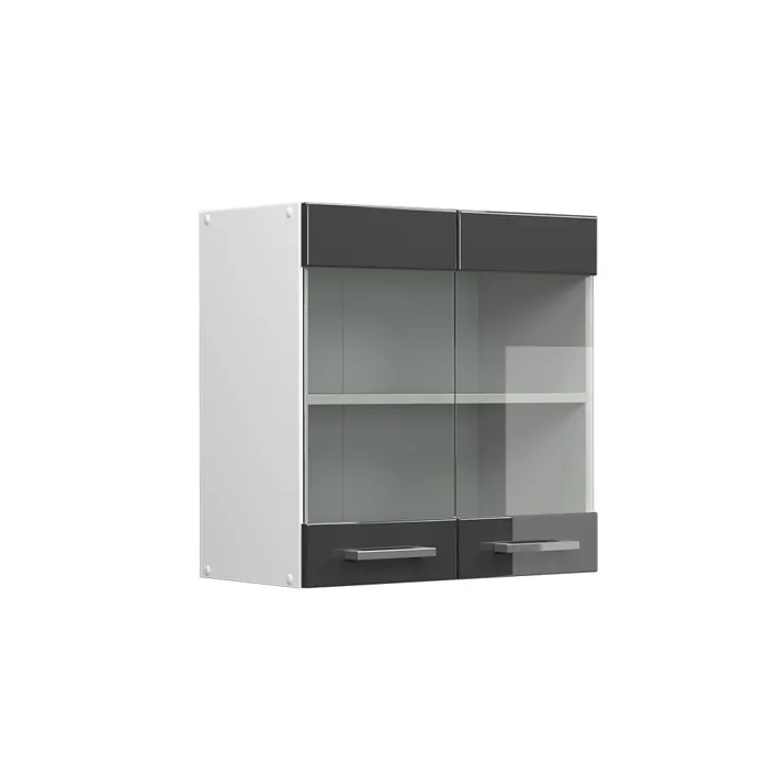 Vicco Meuble de cuisine haut vitré Anthracite Haute brillance 60cm