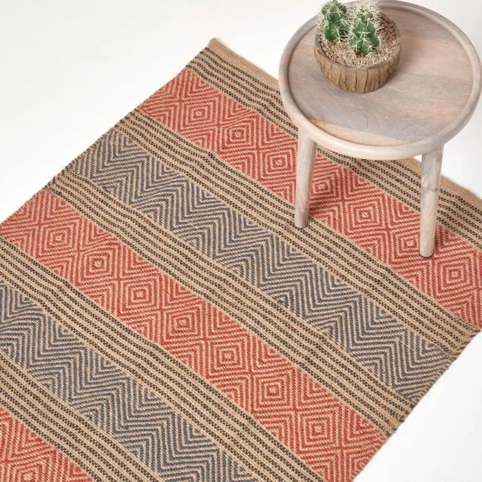 Tapis Jute Multicolore Motif Géométrique 90x150cm - Homescapes