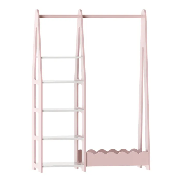 Portemanteau pour enfants Vestnes 114 x 77 x 30 cm rose / blanc en.casa