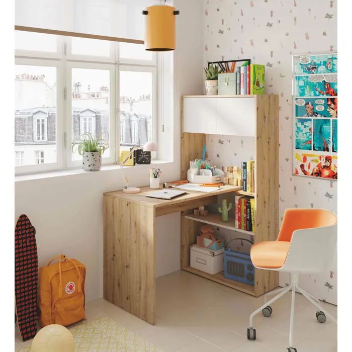 Bureau,effet Bois,chêne Blanc Noué,108x140h70 Cm