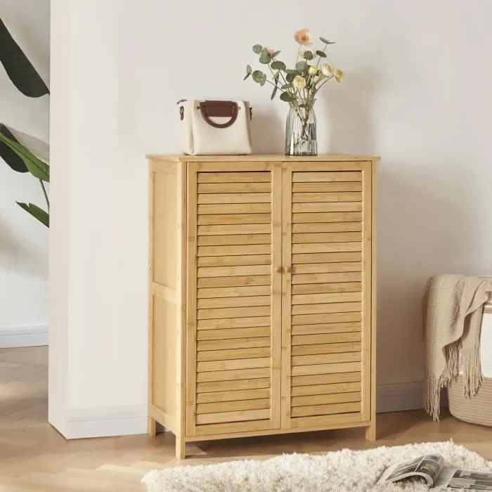 Armoire à chausures Klamp bambou 88 x 66 x 33 cm naturel en.casa