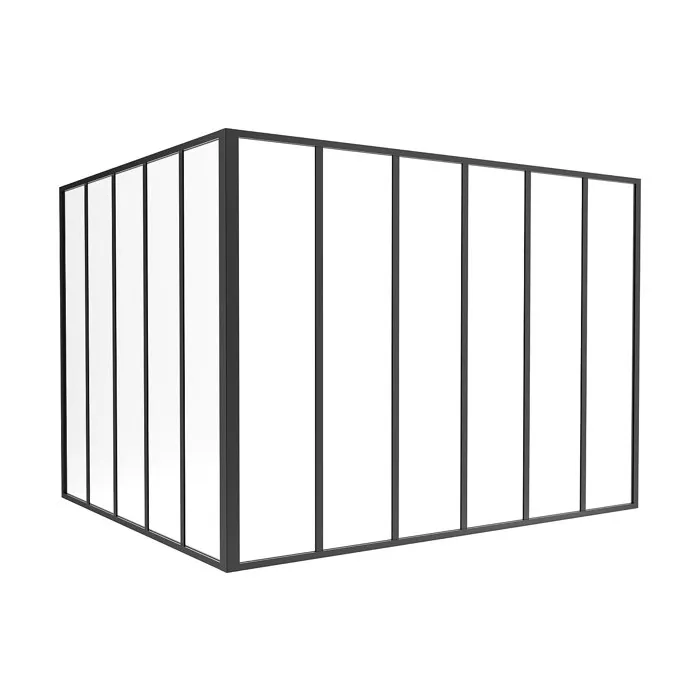 Verrière d'angle d'atelier en aluminium thermolaqué noir 180 x 150 x 130 cm (L x l x H) - BAYVIEW