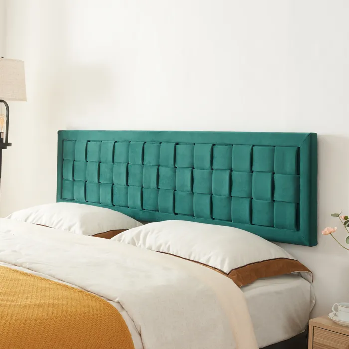 Tête de lit Tervo velours 140 x 5 x 50 cm vert en.casa