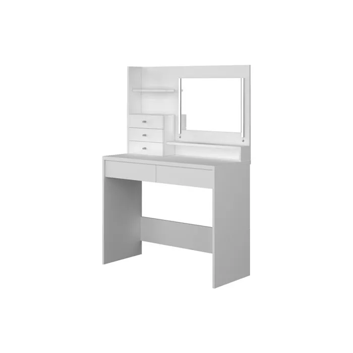 Coiffeuse GIULIANA - Miroir à LEDs et rangements - Blanc