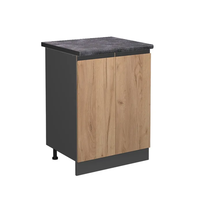 Vicco Meuble bas de cuisine Chêne doré/Anthracite 60cm plan de travail Anthracite