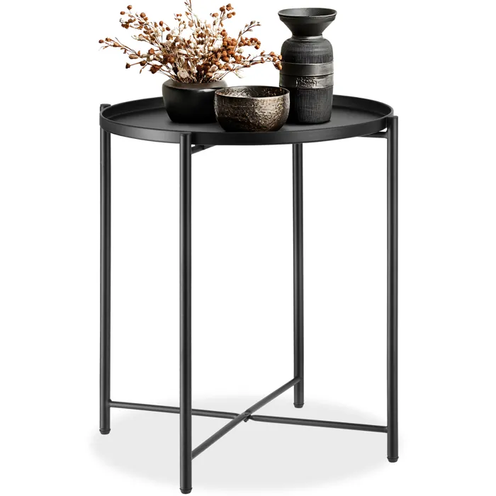 Table D'appoint En Acier 45,5 X 45,5 X 53 Cm Noir