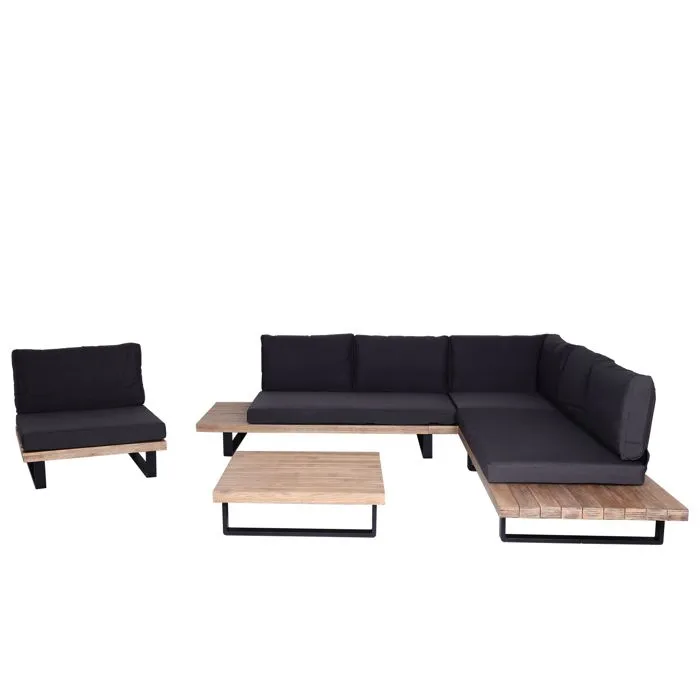 Decoshop26 Salon de jardin 6 places - Marron clair