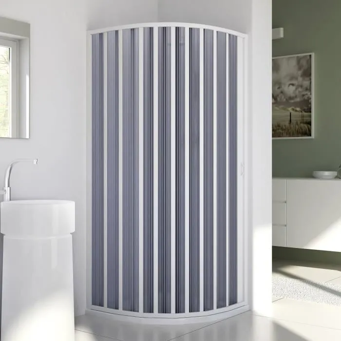 Cabine douche demi-circulaire 75x75CM Rayons 38 H185 en Plastique pvc modèle Sharp ouverture latérale