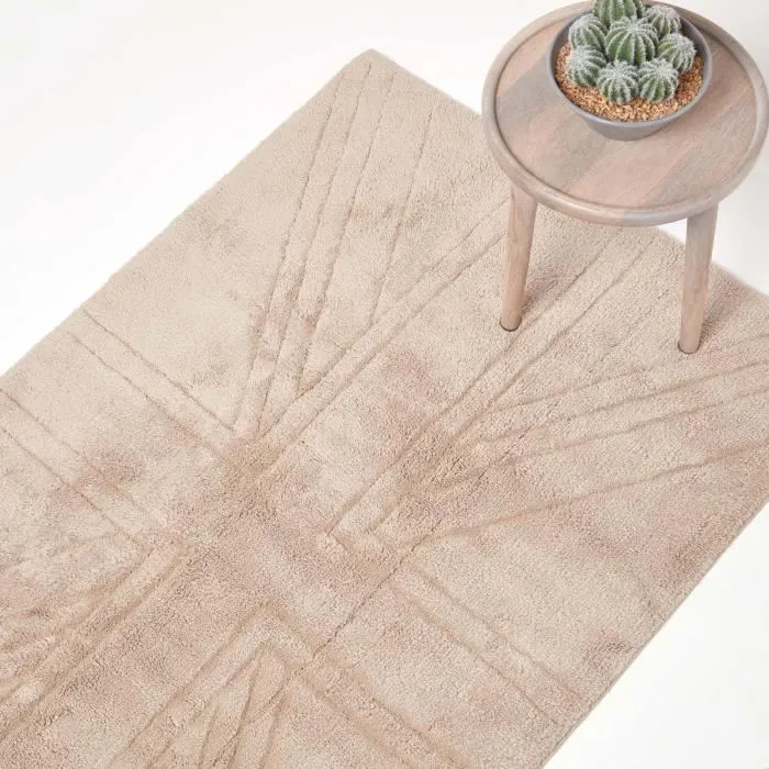 Tapis Union Jack Tufté Uni Beige 90x150cm - Homescapes