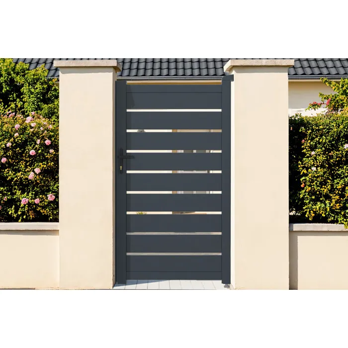 Portillon 1m VOGEL H.180cm + 2 Poteaux H.190cm aluminium gris