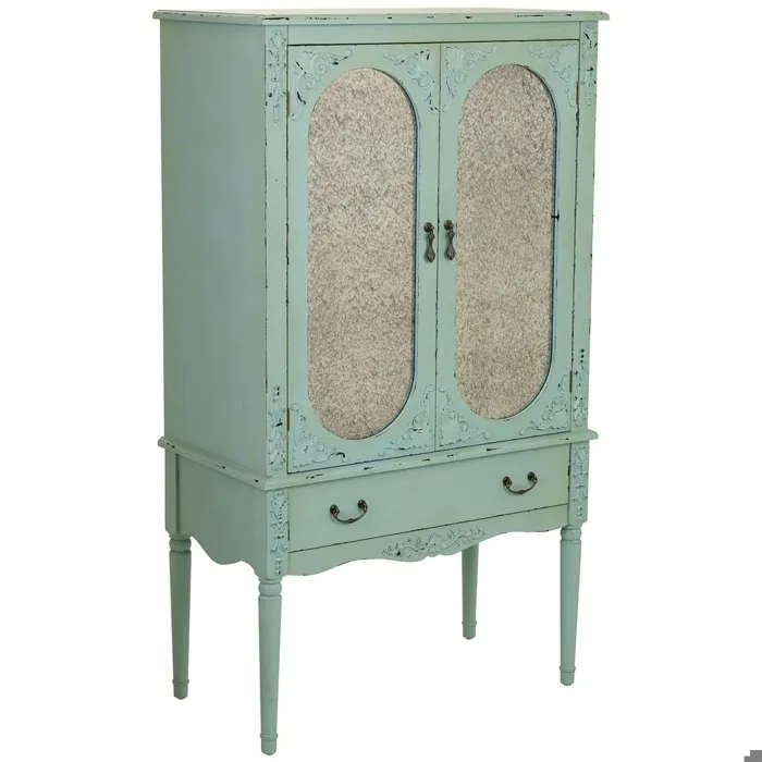 Armoire Alexandra House Living Bleu Verre Bois D'épicéa Bois Mdf 42 X 140 X 80 Cm