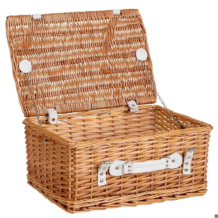 Panier Rectangulaire En Osier Avec Couvercle, Anse 42x28x19 Cm